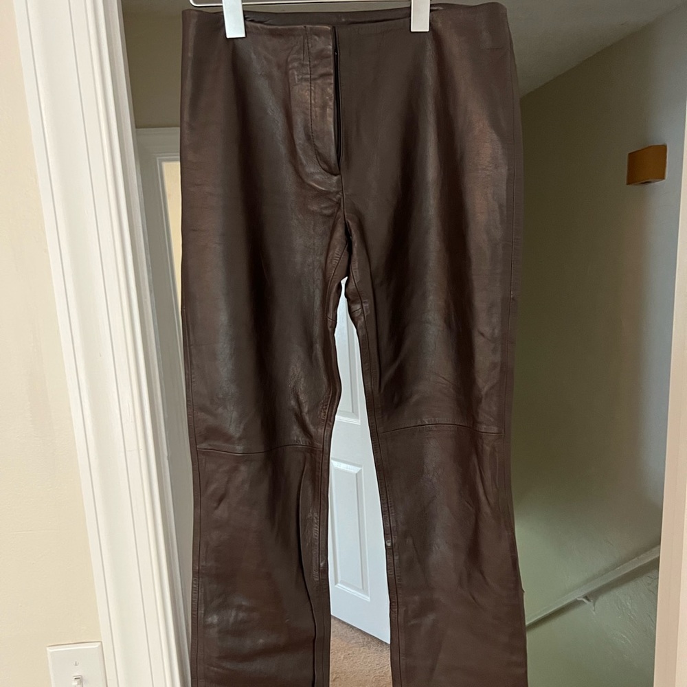 Vintage 100% leather chocolate brown pants